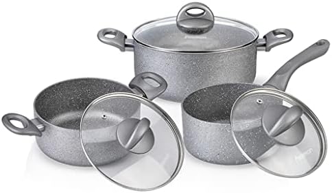 Liuzh 6 peças Cinza Cinza Conjunto antiaderente de alumínio antiaderente Desenvolvimento de utensílios de cozinha Ferramentas de