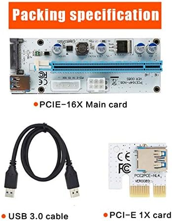 Connectores Ver008s Tishric Riser Card 3 em 1 Molex 4pin SATA 6pin PCIE PCI PCI Adaptador Express 1x a 16x USB3.0 Mineiro de