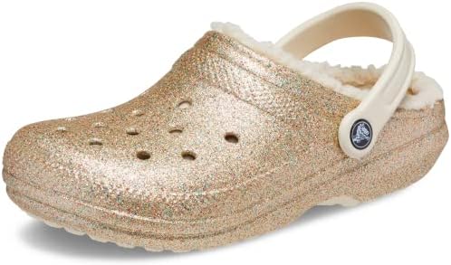 Crocs Unissex Classic Glitter forring Clogs | Chinelos difusos, multi/ouro, 8 homens/10 mulheres