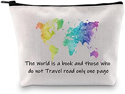 MBMSO Traveler Makeup Bag the World é um livro e aqueles que não viajam Leia apenas uma página Bolsa de viagem Viagens Amantes