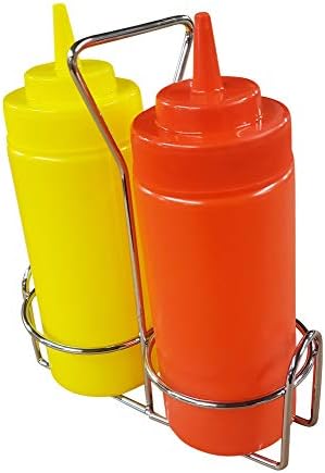 Ketchup e Mustard Squeeze Bottle com Caddy, 16oz