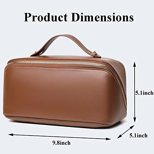 Sacos de cosméticos de Yooaefrty Viagem Bolsa de maquiagem para mulheres, Large Open Open Propertle Imperme Portable Leather