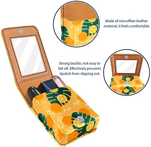 Caixa de batom de maquiagem de frutas tropicais com espelho para bolsa | Bolsa cosmética com espelho