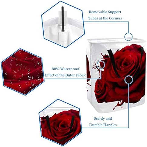 Cesta de lavanderia de Djrow encantando cesto de lavanderia vermelha para rosa vermelha para o banheiro Brinquedos e organizações