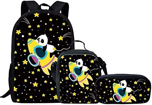 Yiekeluo fofo panda estrelado por estudantes mochileiros, bolsa de ombro de mochila pré -escolar da mochila bolsa de lápis para bolsa de viagem para estudantes do ensino médio