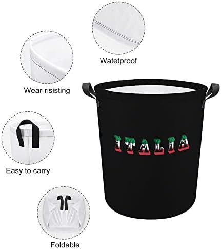 Italia Flag cesto cesto de roupa dobrável cesto cesto de lavanderia saco de armazenamento com alças
