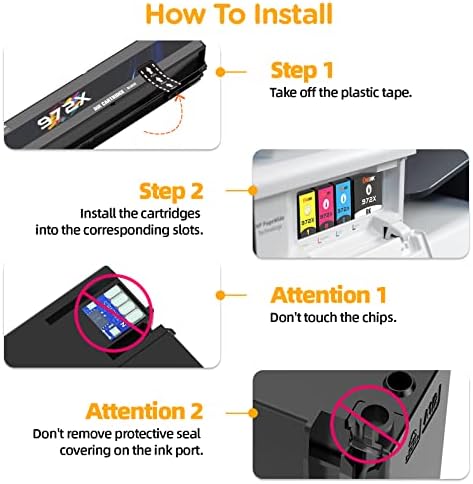 Oneink 972x Cartuchos de tinta compatíveis para HP 972, chips atualizados, trabalho para pro 477dn 477dw 452dn 452dw 577DW
