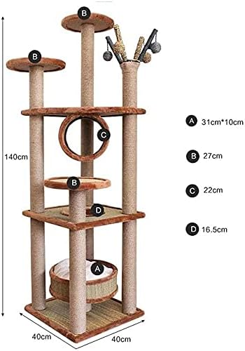 Haieshop Cat Tree Scratching Post Cat Tower Cat Tree House Casas de gato condomínios para vários gatos Centro de atividades Torre grande em árvore de gatos com árvore sisal gato coluna de arranhões divertida 719