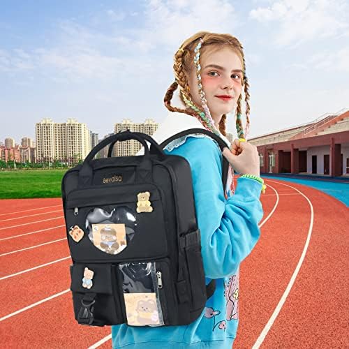 Mochila bevalsa kawaii para garotas crianças fofas ITA Backpack Backpack Coração Bolsa da escola japonesa Livro de garotas adolescentes com acessórios fofos de pinos