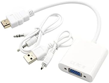 Conversor de áudio Solustre com vídeo USB branco para tablet Monitor de laptop TV Power TV Cabo P completo