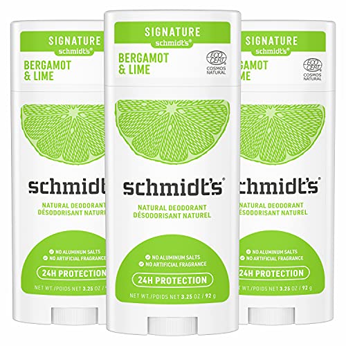 Desodorizante natural livre de alumínio de Schmidt para mulheres e homens, bergamota + limão com proteção de odor 24 horas, crueldade