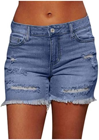 GDJGTA Denim Shorts quentes para mulheres Casual Summer Mid Waist