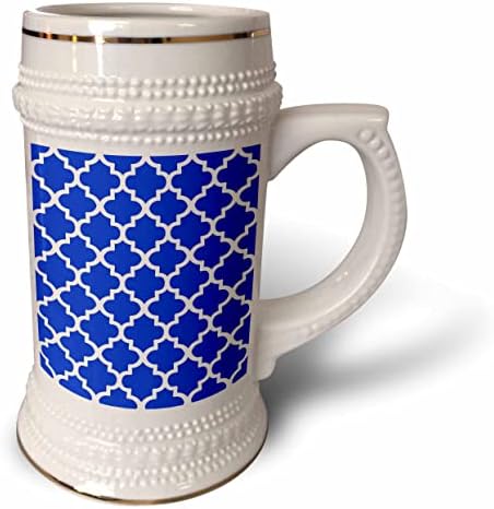 3drose quatrefoil padrão em esboço branco em royal azul - 22oz de caneca