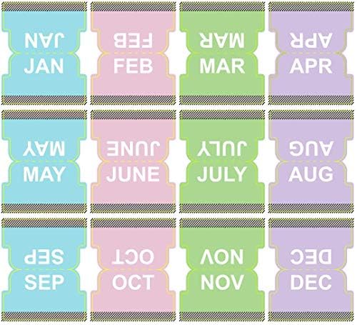 Adesivos de índice de calendário mensal duráveis, adesivos para planejadores auto -adesivos, adesivos de diário, etiquetas mensais