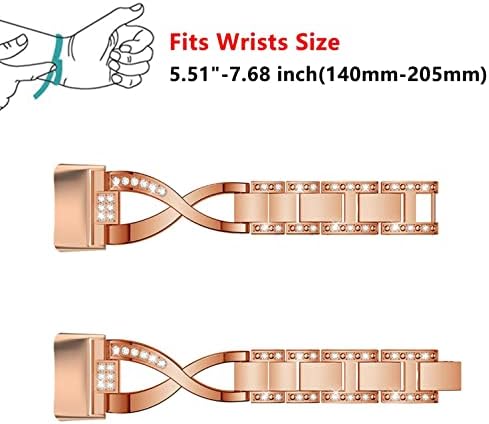 Bandas de metal de abanen para Fitbit Charge 5, aloy Bling Bands Women Ajustável Pulseiras leves Strap com aço inoxidável Adaptador