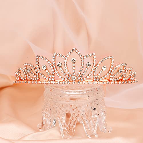 Tobatoba Princesa Tiara para meninas, tiaras de ouro rosa e coroas para mulheres, coroa de ouro rosa para crianças tiaras
