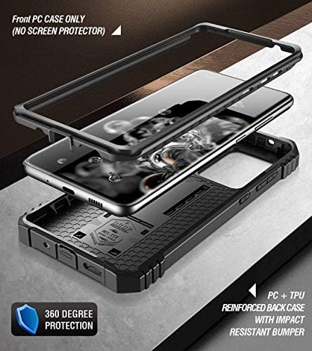 Série de Revolução Poética para Samsung Galaxy S20 Ultra Caso, Tampa de proteção à prova de choque de camada dupla de corpo inteiro com Kickstand, sem protetor de tela embutida, preto