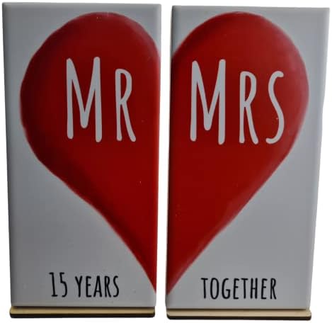 Sr. e Sra. 15 anos juntos - Ornamento de dupla Tile 15º MRMRS15