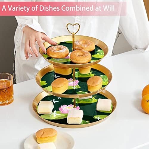 3 Placa de fruta de cupcake de 3 camadas de sobremesa Plástico para servir suporte para casamento de aniversário de aniversário