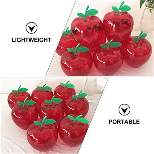 A maçãs de maçãs de férias cheia de brinquedos de cabilock férias ornamentos de plástico em forma de contêiner vermelho
