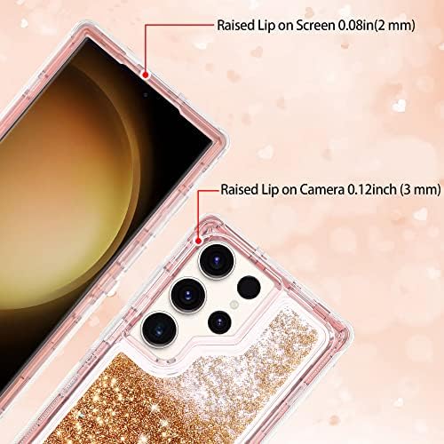 Wollony para Samsung Galaxy S23 Ultra Caso Glitter Glitter Flutuante Líquido Casmola Reia Queda para Mulheres Meninas 3 Em 1 Proteção