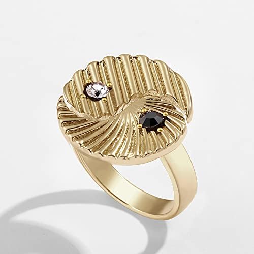Kolesso 2021 anéis grossos torcidos de ouro para mulheres Vintage Crystal Evil Ey Rings femininos femininos yin yang jóias