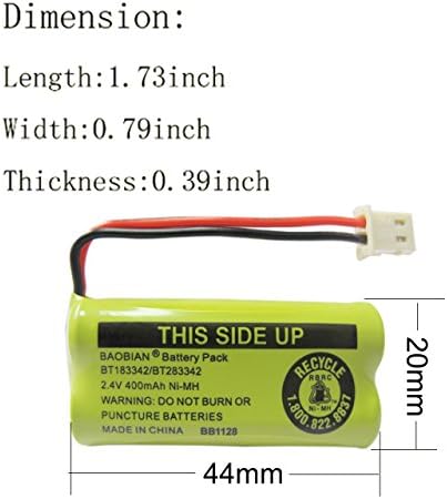 BAOBIAN 2.4V 400mAh Cordless Home Phone Battery Compatible with BT162342 BT-162342 BT166342 BT-166342 BT266342 BT-266342