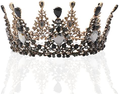 Kilshye Black coroas barrocas coroa vintage rainha gótica Tiaras shinestone fantasia de halloween tiara hair acessórios para mulheres