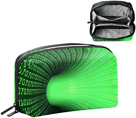 Organizador do cordão de viagem, organizador de tecnologia, organizador de eletrônicos, sacola de organizador de cabo, código binário de computador 3D Green engraçado