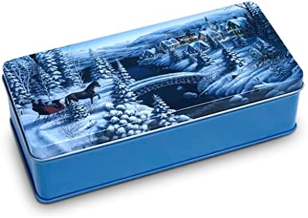 Crave Island Style Christmas Style Multi -Purpose Tin Box com tampa - caixa de retângulo de metal - lata de biscoito