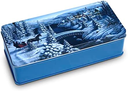 Crave Island Style Christmas Style Multi -Purpose Tin Box com tampa - caixa de retângulo de metal - lata de biscoito de Natal - Design de Natal esplêndido - espaçoso para armazenar doces, doces e armazenamento de alimentos