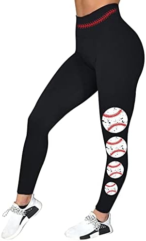 Leggings de impressão de beisebol para mulheres trepadores de ioga com cintura alta leggings Ultra mole