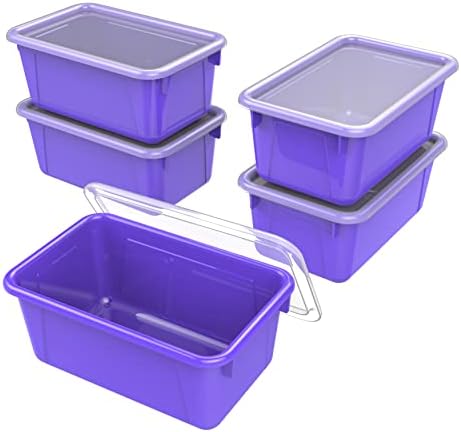 Bins de cubos pequenos do armazenamento-recipientes de armazenamento de plástico para sala de aula com tampa sem