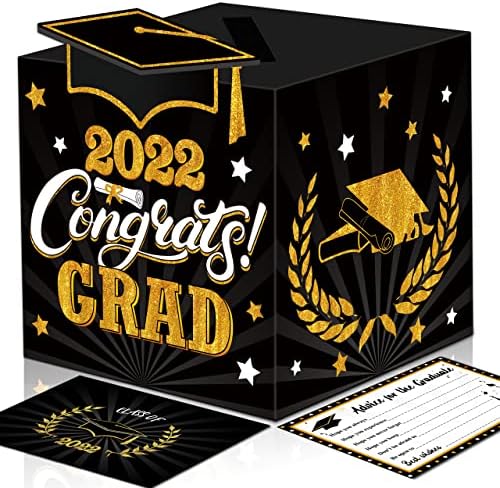 Decorações de suprimentos para festas de graduação em algpty - Caixa de cartão de formatura com 36pcs de conselhos de graduação e caixas de doces de graduação 30pcs com adesivos de 60pcs