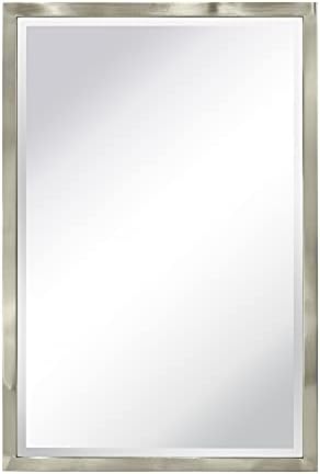 Escova tehome níquel metal emoldurado no banheiro armário de remédios com espelho retângulo inclinado espelhos de vaidade