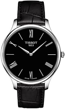TRIBUALIZAÇÃO TISSOT TISSOT MENS 5.5 316L Caixa de aço inoxidável Relógio de quartzo, preto, couro, 18