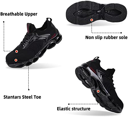 Jiashibo Steel Toe Work Shoes para homens - Sapatos de trabalho isolados de aço de aço de construção de construção de sapatos leves