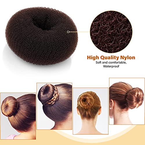 Hair-So? Maciço 6 polegadas de largura pão de cabelo grande pêlos de donut de donut de donut para casamentos hollywood estilo de cabelo de hollywood bun anel - escolha colorir - marrom, preto ou loiro