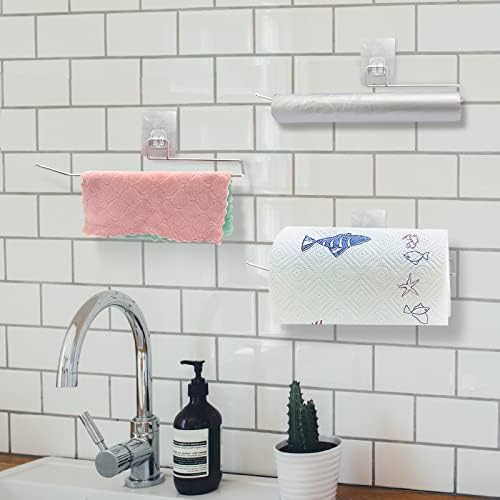 Suporte de toalhas de papel diesisa sob armário, suporte de toalha de papel adesivo para o rack de toalha de papel de cozinha e para plástico embrulhado, suporte de rolagem de cozinha de 11 polegadas sob o armário - 3 pacote