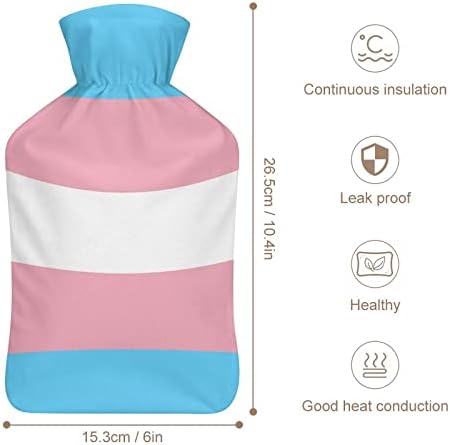 Bandeira do orgulho transgênero bolsa de água quente com tampa 1L de injeção de borracha garrafas de água quente para proteção a