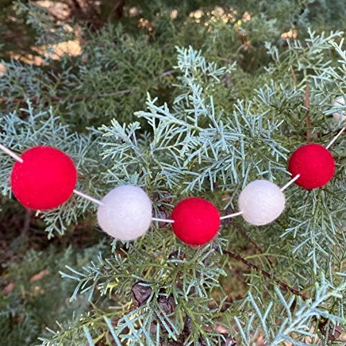 Flores selvagens de Hu Hands Bolas de feltro de lã de Natal Vermelhas e brancas, cores de cana de doce para artesanato,
