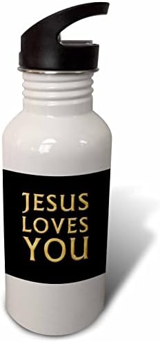 3drose jesus te ama incrível texto cristão de cor amarela em preto - garrafas de água