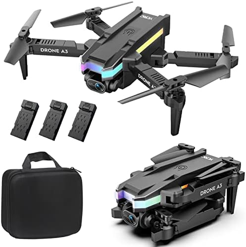 MianHt Daul 4K HD FPV Camera Drone para crianças adultos, drone de controle remoto dobrável com estojo de transporte, mini drone com câmera 4K, uma chave de partida, altitude de altitude, modo sem cabeça e flips 3D
