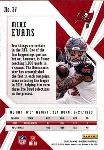 2020 Panini Phoenix Fire Burst #37 Mike Evans Tampa Bay Buccaneers Futebol Card