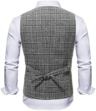 Coloque casual de negócios xzhdd para homens, peito de peito simples V pescoço slim fit formal cheched button colete