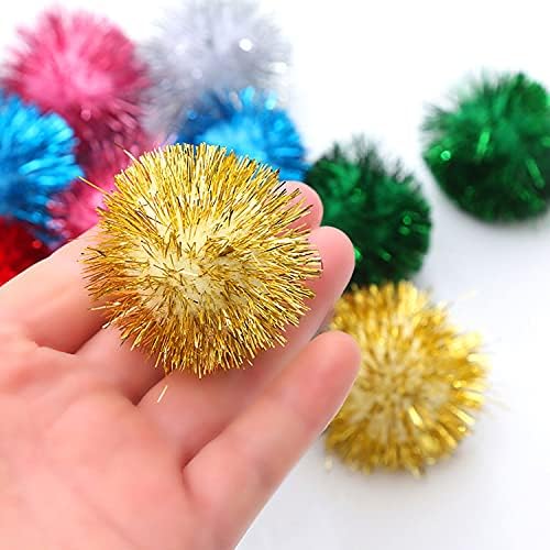 VoViggol 20 pacote 2 polegadas Bolas de brilho de gato para gatos de tamanho grande, pom pom pom poms bola de gato de gato bolas de tinel