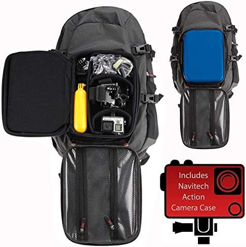Navitech Action Camera Backpack e Blue Storage Case com cinta de tórax integrada - Compatível com a câmera de ação KitVision Venture