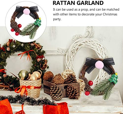 ABAODAM 1PC Mini Rattan Weaving Wraitring Garland com tema de Natal adorável decoração de casa