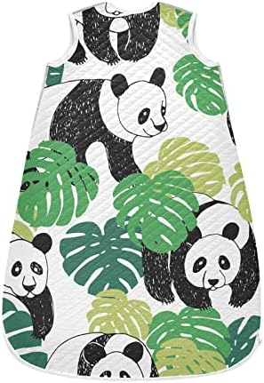 vvfelixl unisex panda padrão monstera deixa saco de dormir de bebê, cobertor de bebê vestível, saco de sono para crianças,