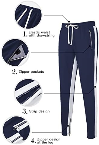 Jmierr Men's Sweats com bolsos com zíper Slim Fit Athletic Pants Traning Track Pants Joggers para academia, corrida, treino